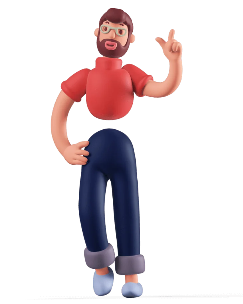 3D Charakter mit zeigender Geste