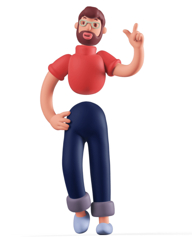 3D Charakter mit zeigender Geste